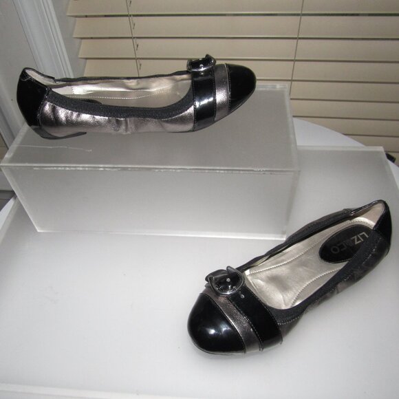 Liz & Co Cap-Toe Buckle Leather Ballet Flats Size 7.5M | Metallic Chic Feminine - Picture 2 of 8